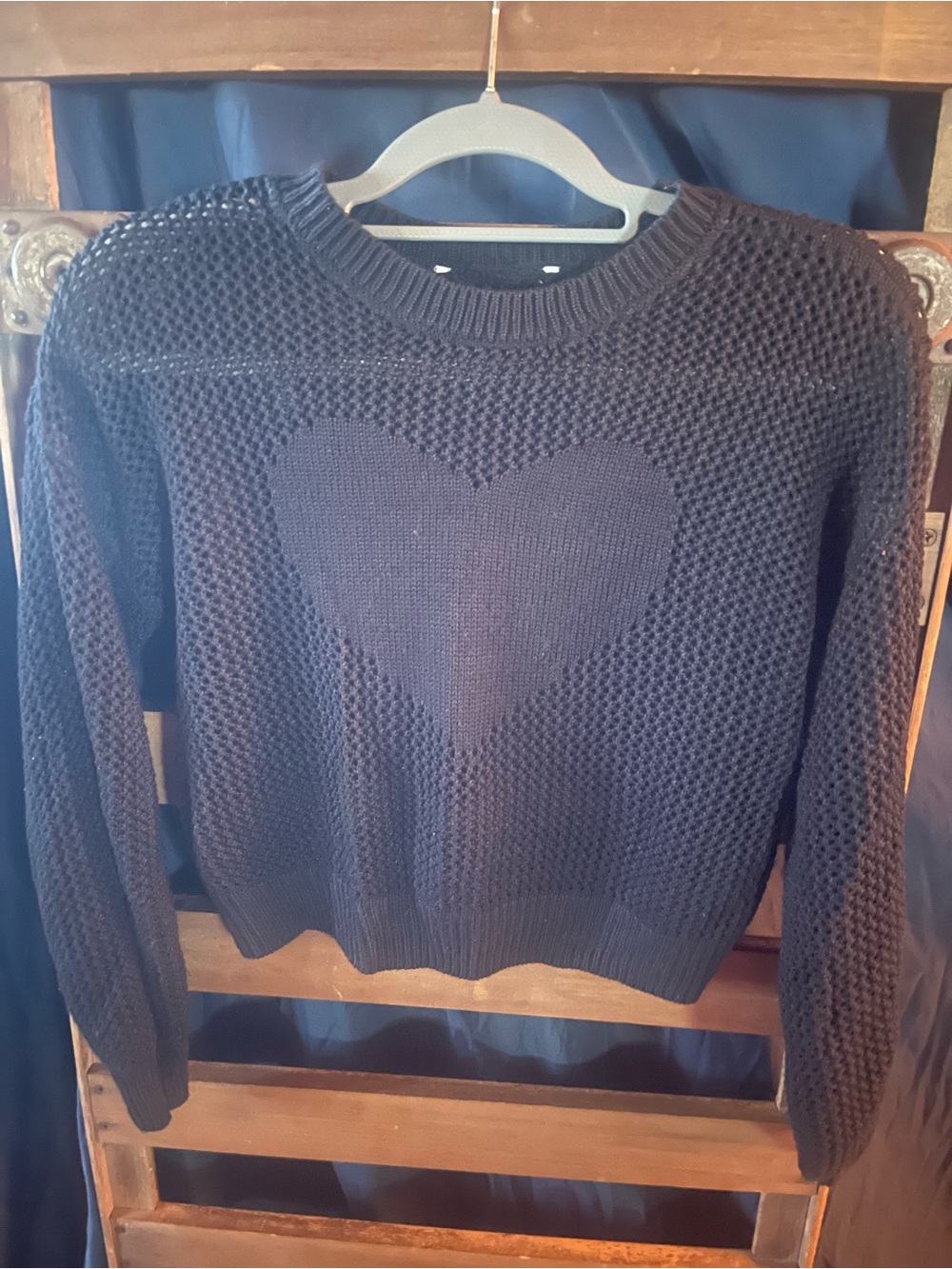 Black Heart Knit Sweater - Women